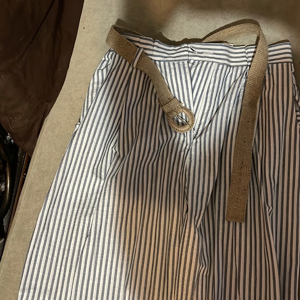 Blue and ivory stripe joggers